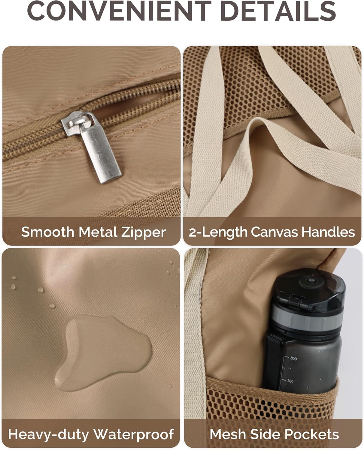 HOMESPON Beach Bag Large Waterproof Sandproof Foldable Tote for Women with Zipper Mesh Pockets for Pool Swim Travel Everyday - Image 7