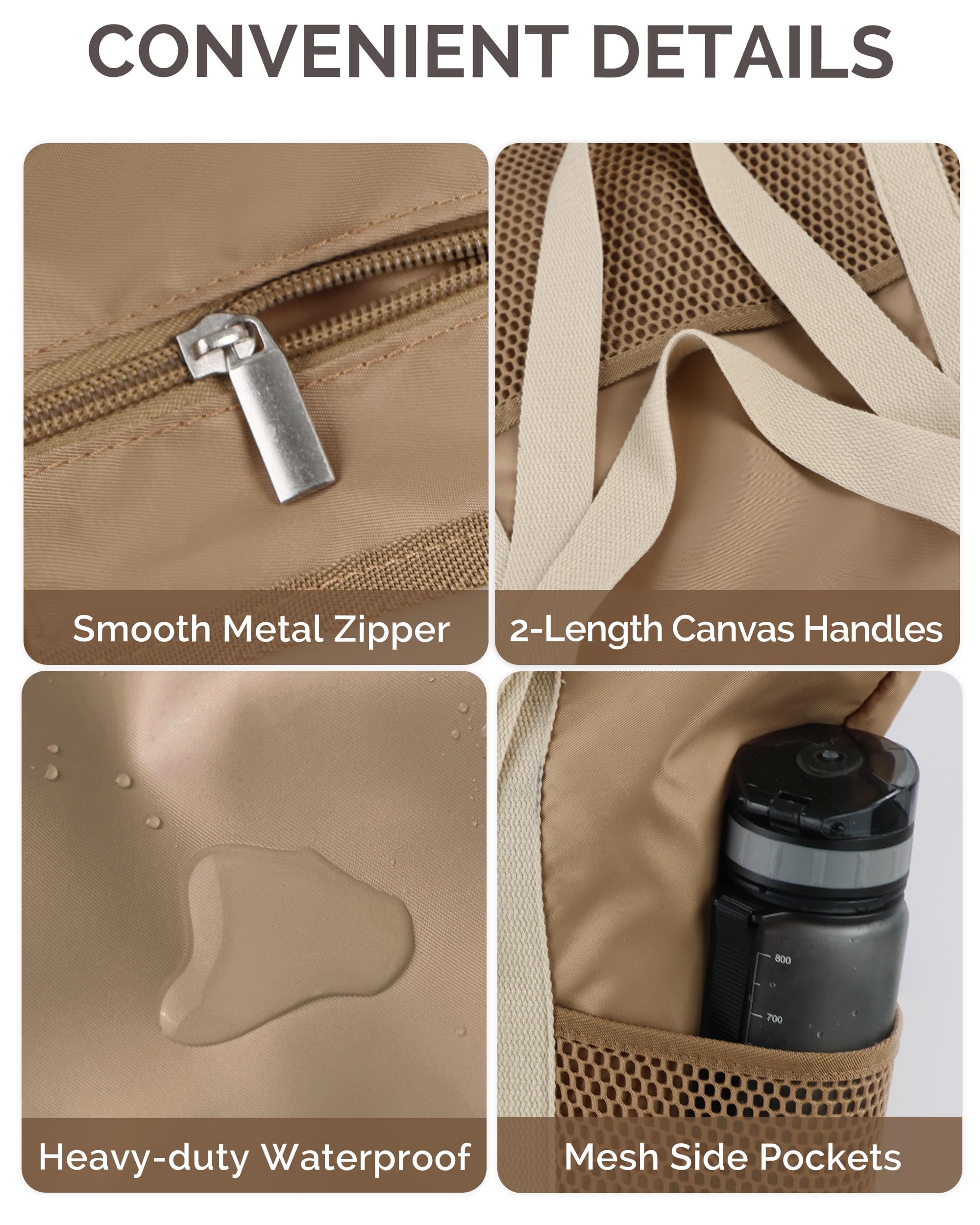 HOMESPON Strandtasche Damen mit Reißverschluss Große Wasserdicht Mesh Badetasche Familie Faltbar Beach Tote Bag Shopper