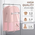 Lazebox 43" Travel Garment Bag with Accessories Zipper Pocket, Heavy Duty Suit Bag for Suits, Tuxedos, Dresses, Coats, Pink, 1 Pack