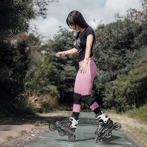 Vista 6 de PAPAISON Patines en línea ajustables para adultos para hombres y mujeres con 3 ruedas de 100 mm, patines de exterior para fitness, velocidad