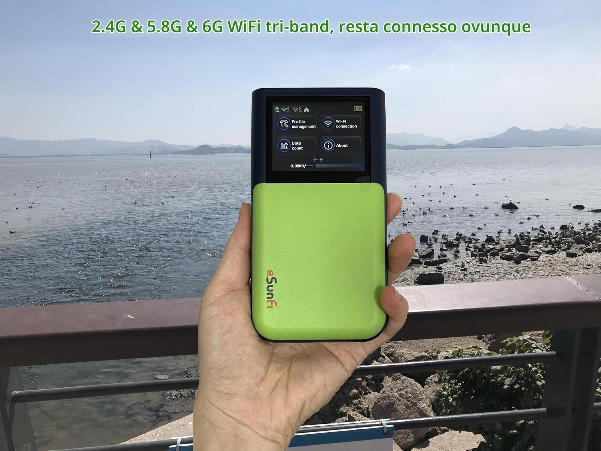 eSunFi SHFiEL62 5G eSim Mobile Hotspot Router Router WiFi portatile, con slot per scheda SIM, fino a 32 terminali WiFi, pannello touch da 2,4 pollici, WiFi6, per casa/lavoro/viaggio (EAU)