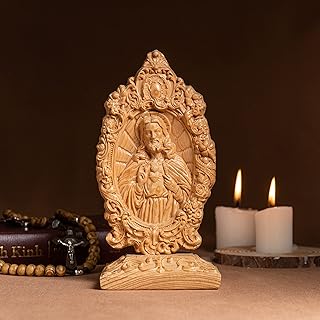 Heart of Jesus Wood Statue, Religious Catholic Statue Wooden Christian Religious Gift,Catholic Icons,Christian Gifts,Handmade Home Decor