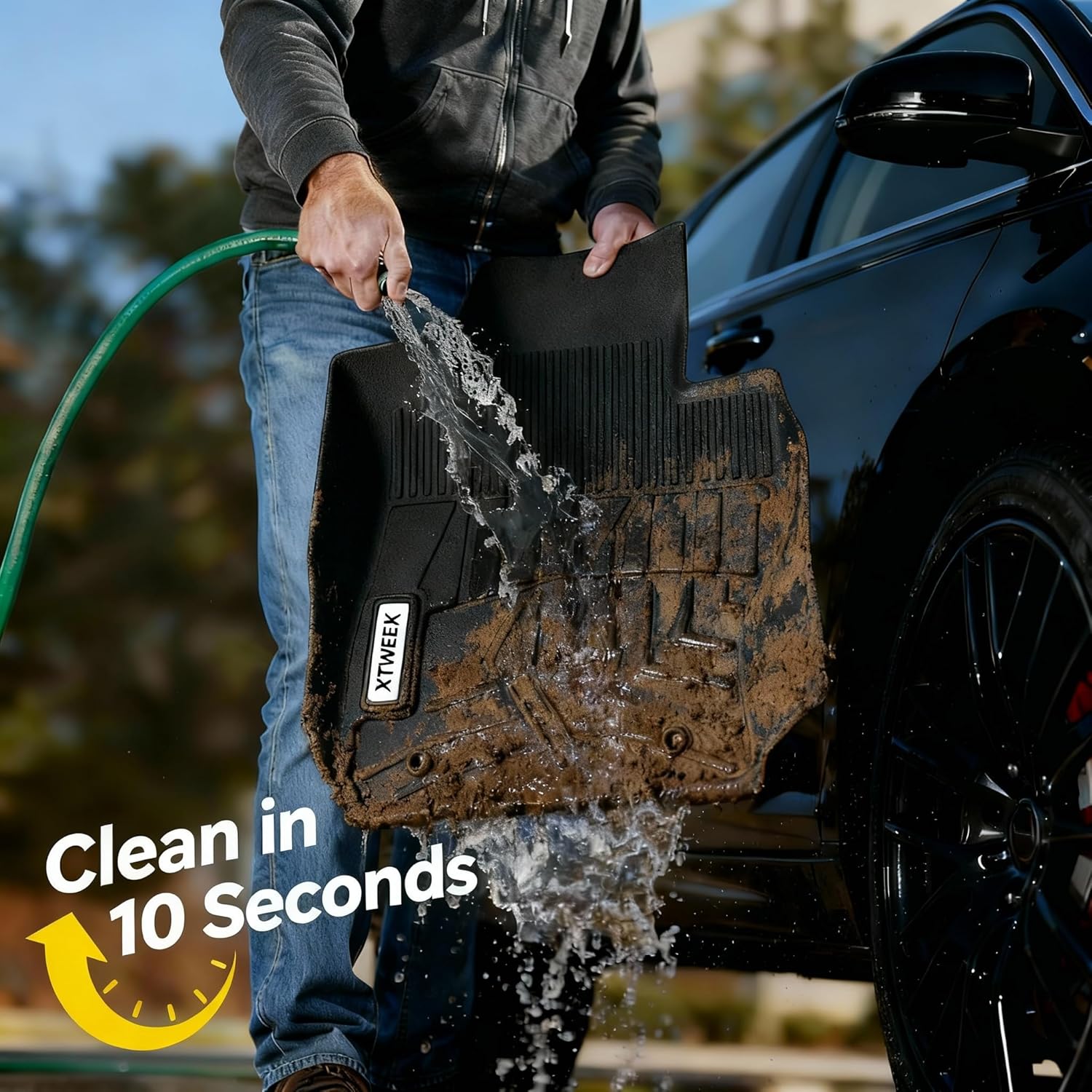 All Weather Floor Mat for Tesla Model 3 Highland 2024 2025, TPE Car Mat Full Set Front & Rear 3PCS,Custom Fit Tesla Floor Mat 5-Seater- Anti-Slip Waterproof Odorless Easy Clean - Image 7