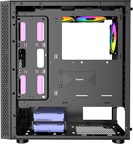Vista 42 de Bgears b-Optillusion (ventiladores no incluidos) Funda ATX para juegos para PC, panel frontal ARGB con ilusión óptica especial, lado de vidrio