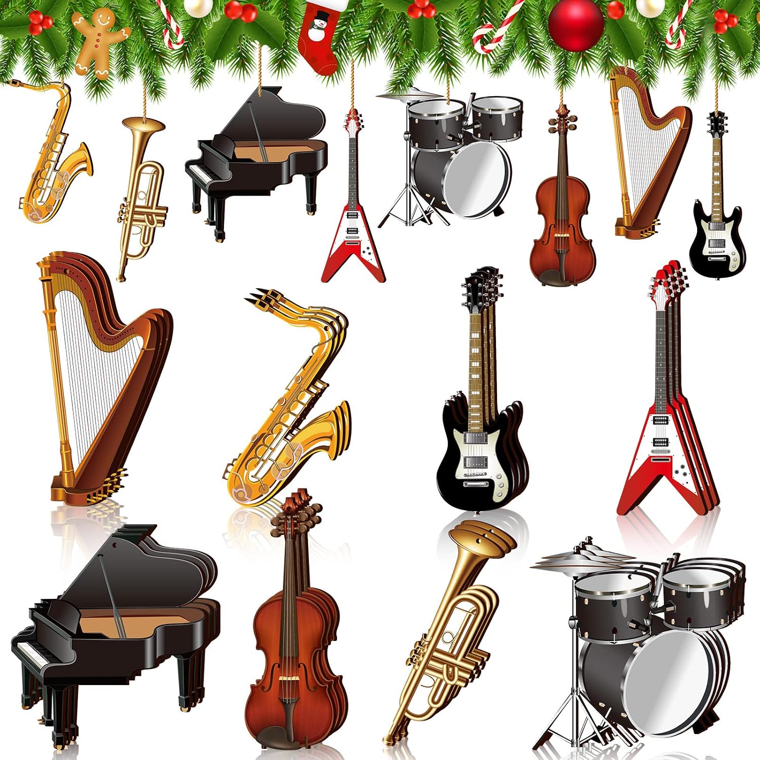 24 piezas de madera para regalos de piano de cola, adornos para piano