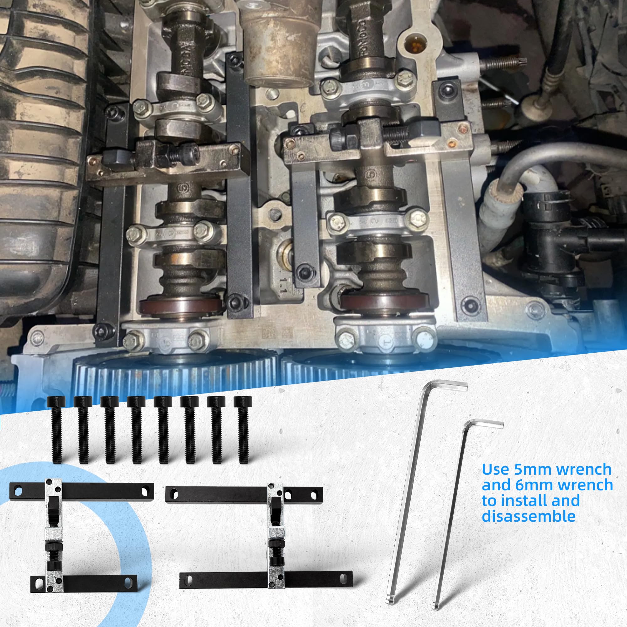 19 Kit di Strumenti di Messa in Fase del Motore Bloccaggio per Ford 1.0 (SCTi) ECOBOOST 3 Cilindri Benzina, Strumenti per Allineamento Albero a Camme,Attrezzi per Blocco Cinghia di Distribuzione | Set di 19 attrezzi per il bloccaggio dell'albero a camme,