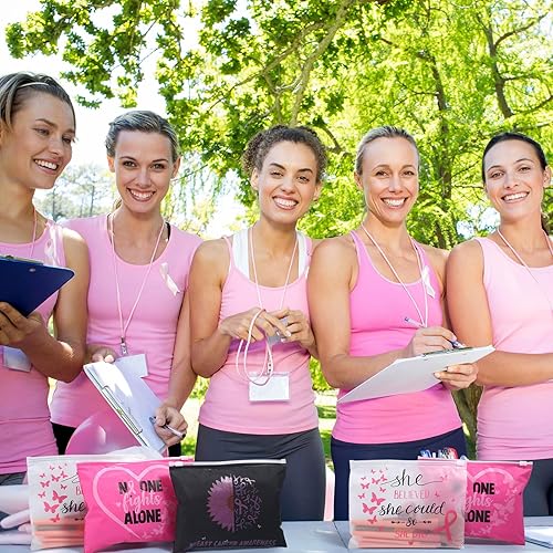 Miniatura 7 de Kajaia 120 bolsas de maquillaje para concientización sobre el cáncer de mama, bolsa de maquillaje para mujeres, bolsa cosmética con cremallera para