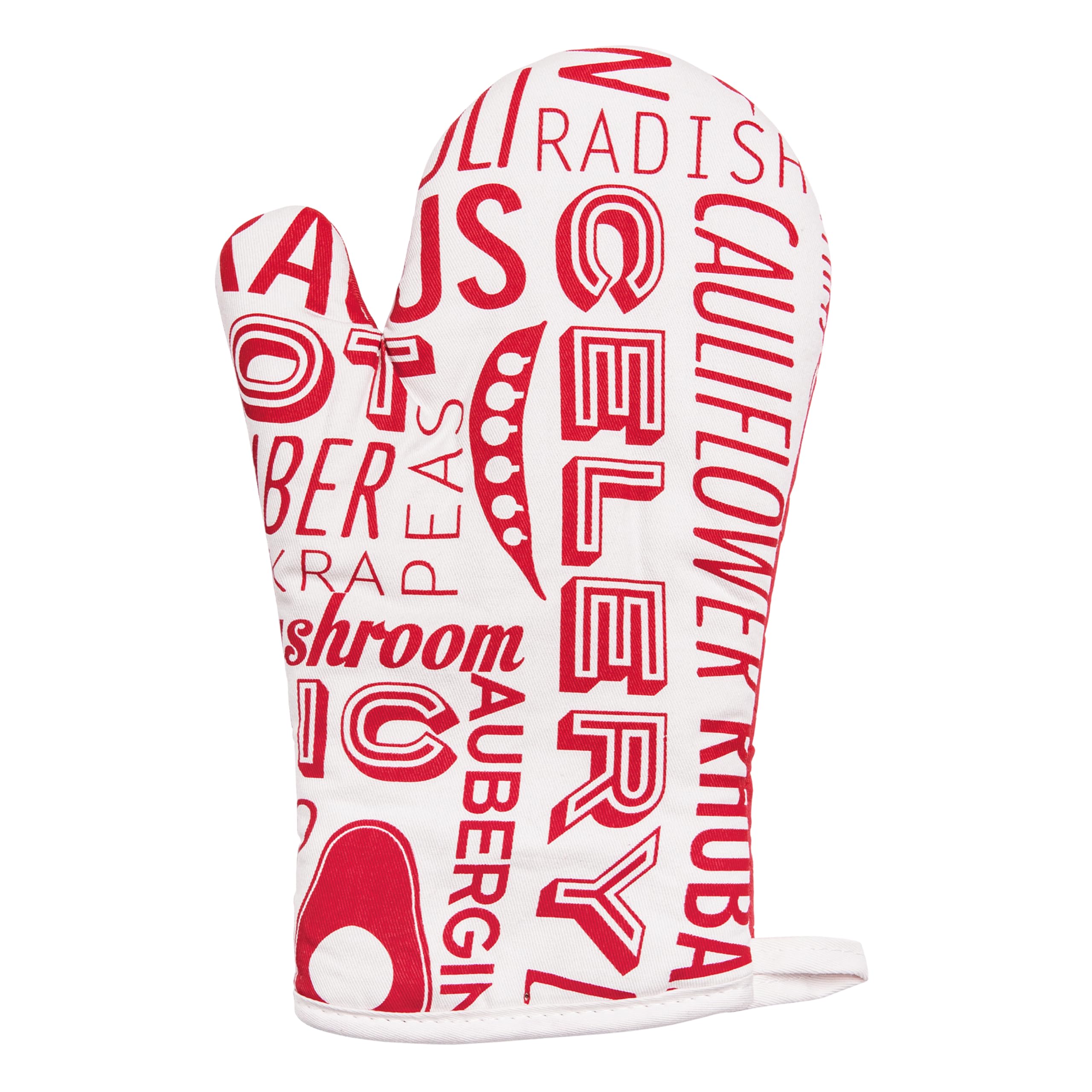 Premier Red Housewares Porter Single Oven Glove – Heat Resistant Cotton Kitchen Mitt, And White