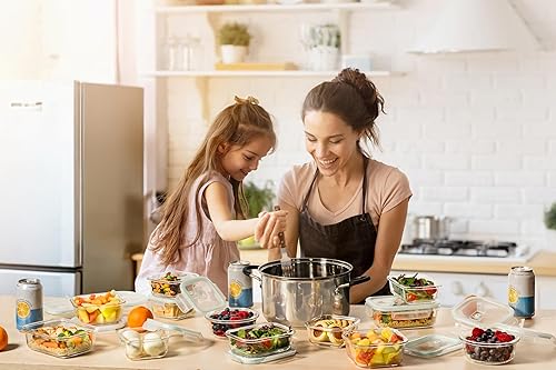 Miniatura 5 de Razab - Juego de recipientes de vidrio para alimentos con tapas herméticas y válvula de liberación de presión, aptos para microondas, horno,