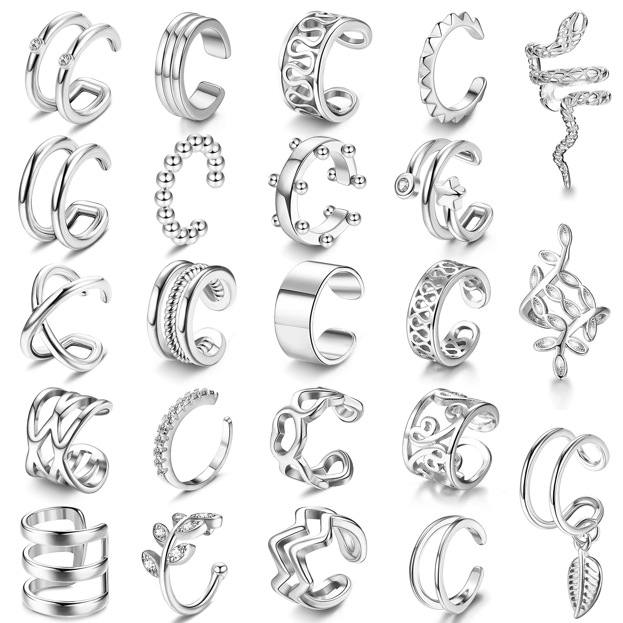 Buy LOYALLOOK23Pcs Ear Cuffs Earrings Set for Women 𝐍𝐨𝐧𝐏𝐢𝐞𝐫𝐜𝐢𝐧𝐠 Cartilage Clip On Helix 𝐖𝐫𝐚𝐩