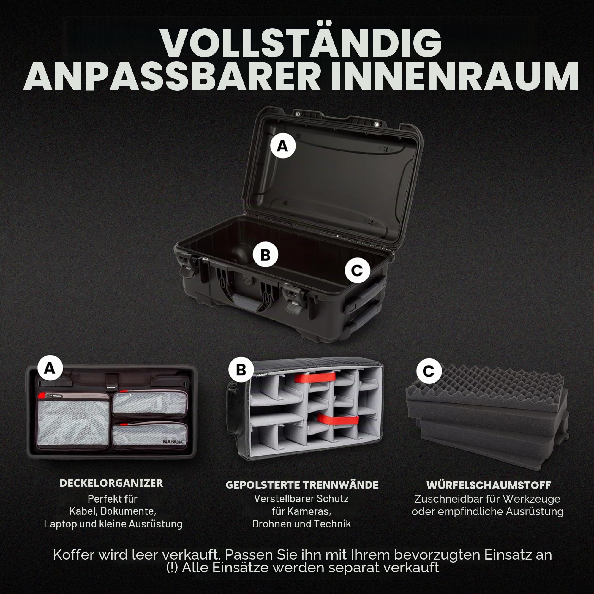 Plasitcase Inc. Nanuk 935 wasserdichter Handgepäckkoffer mit Rollen, leer