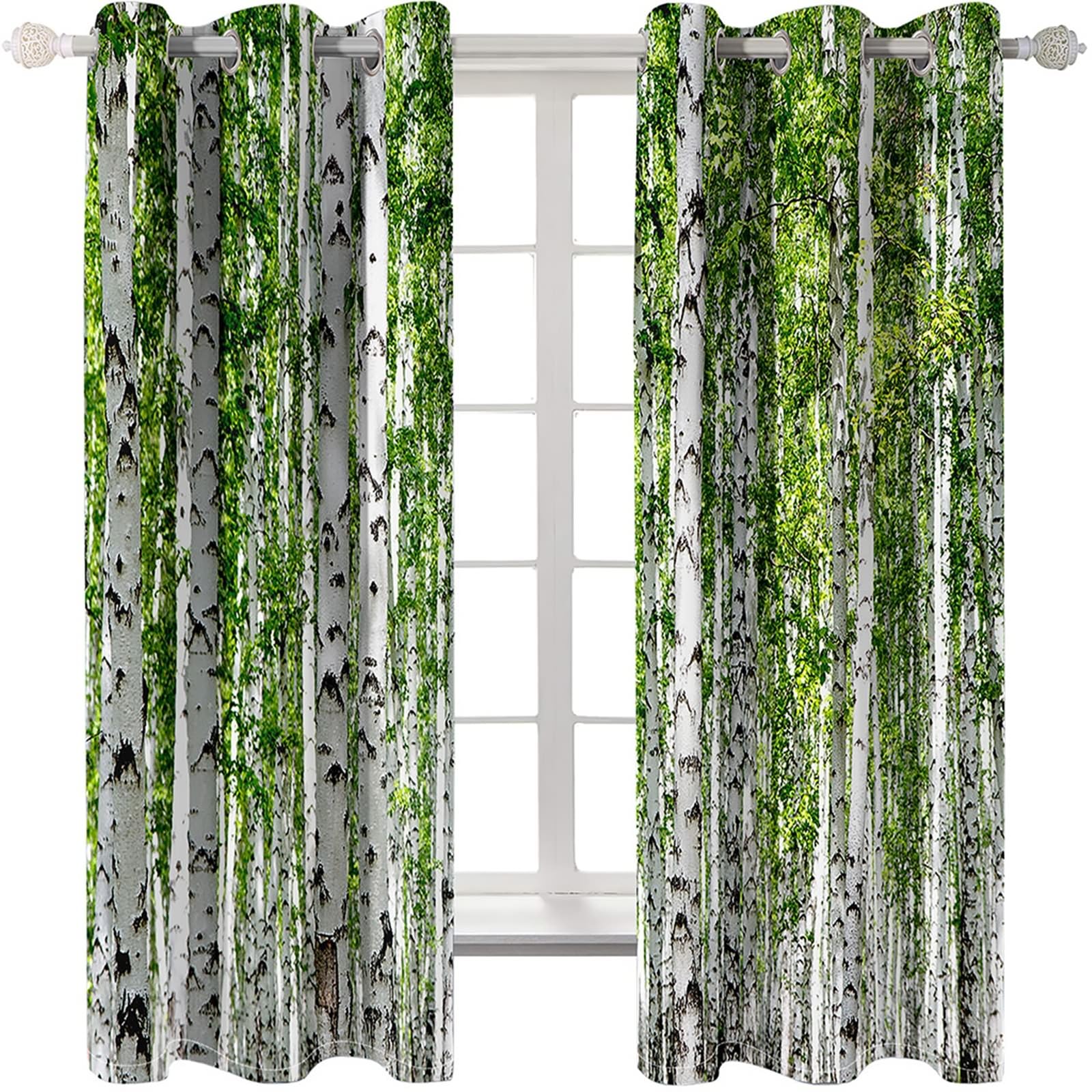 Gualiy Rideau Occultant pour Fenetre, Rideaux Chambre Isolant Paysages Arbres Rideaux Lot de 2 107x138cm