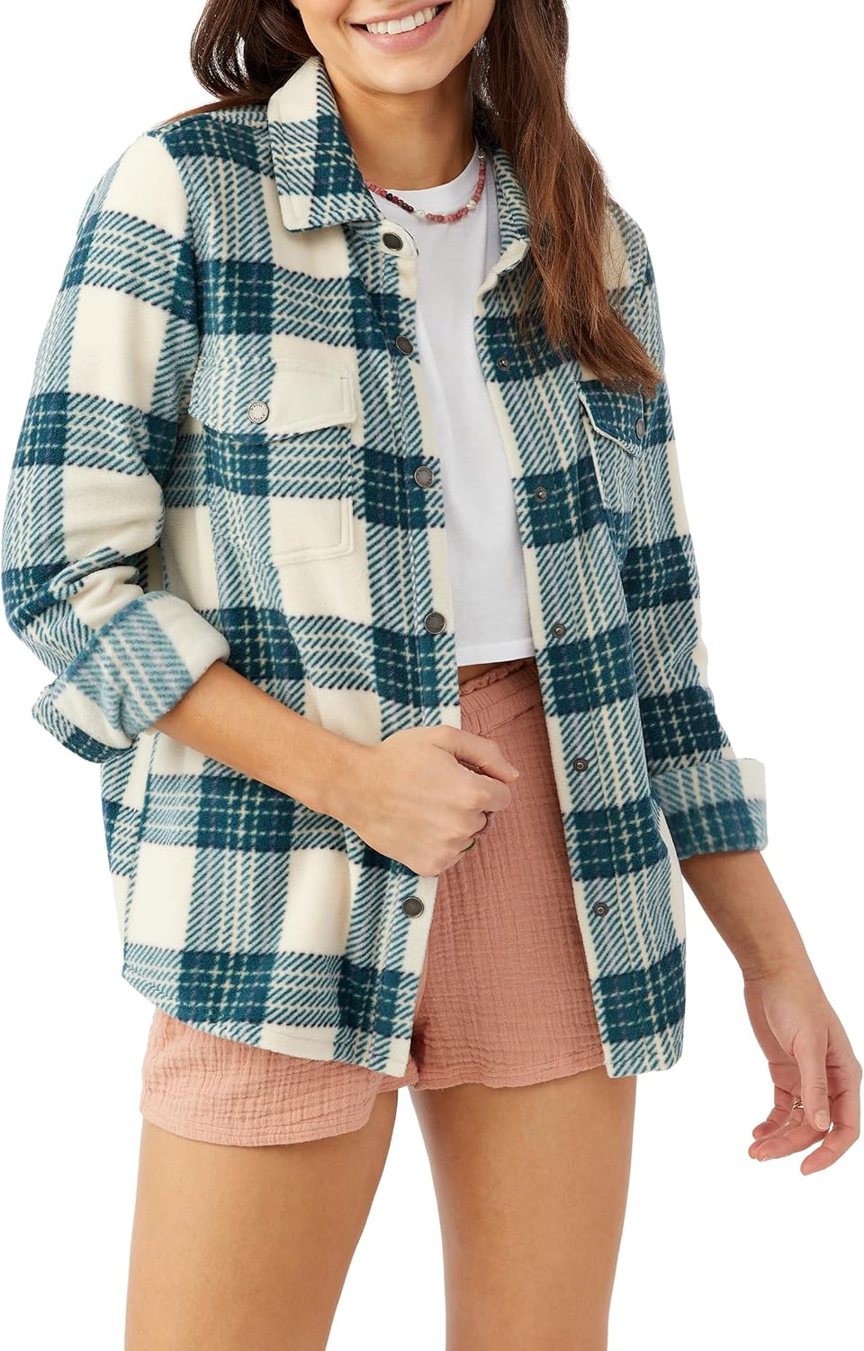 O'NEILL Women's Oversized Flannel Top - Comfortable and Casual Long Sleeve Button Up Shirts for Women