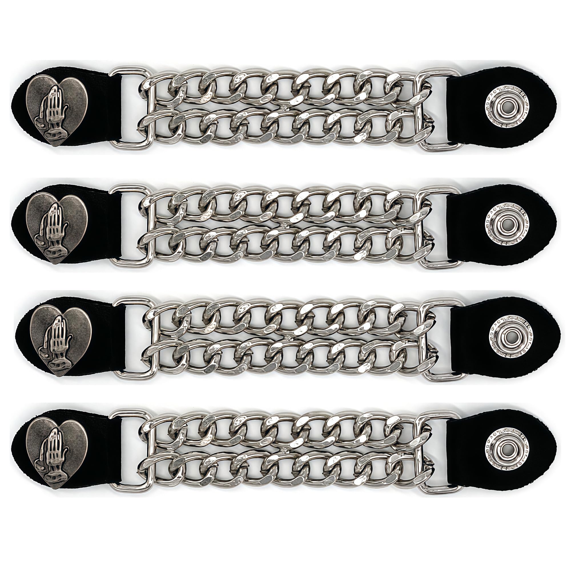 Motorcycle Vest Extenders for Men &amp; Women - 4 PCS Leather Vest Extensions for Biker - Durable Double Chrome Chains