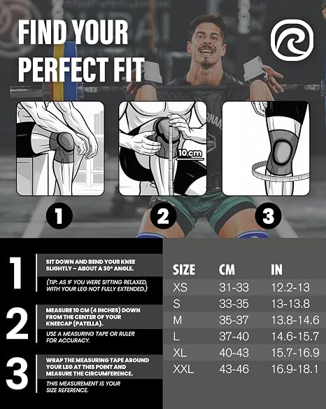 Rehband 7051 Classic 7mm V-Knee-Sleeve for Weightlifting, Competition Grade Powerlifting Knee Sleeve, Compression Sleeve for Crossfit, Squats, Gym, Colour:Black - 1 Pair, Size:Small