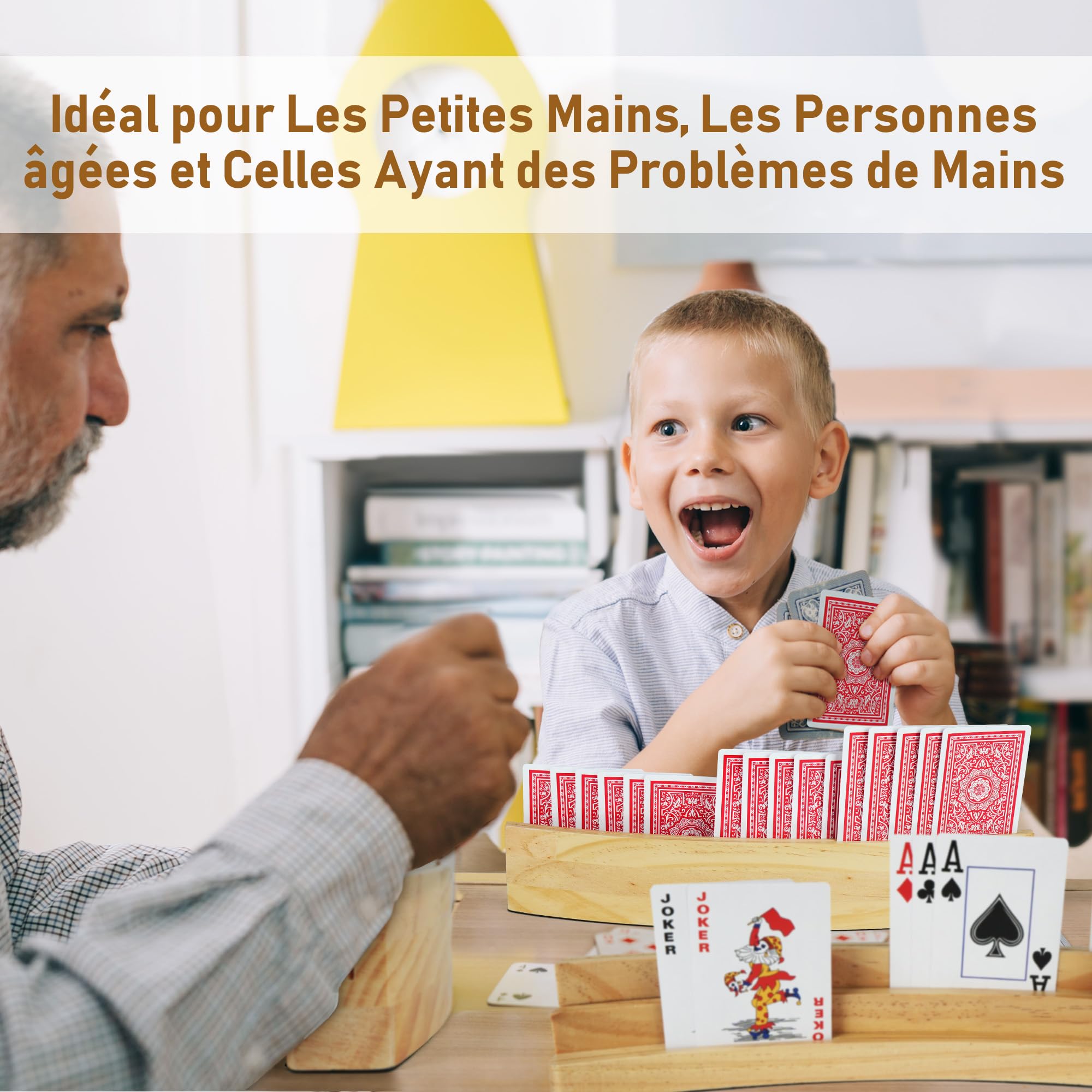 LotFancy Lot de 2 porte-cartes en bois pour enfants - 3 niveaux - Pour personnes âgées
