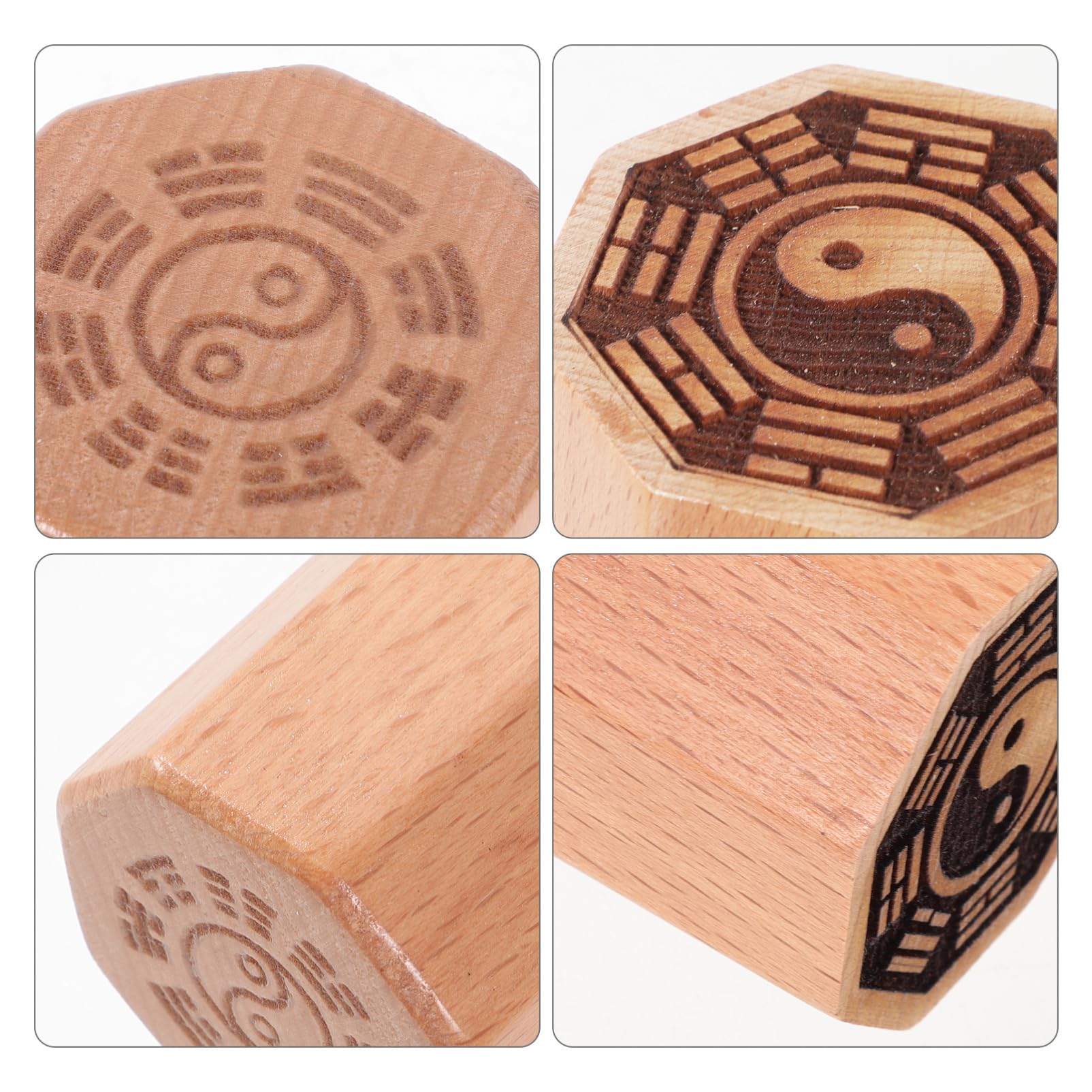 LIFKOME 2 Stück Taoistische Holzstempel Mit Bagua Muster Traditionelles Schnitzsiegel Feine Verarbeitung Für Kulturelle Gestaltung Und Scrapbooking