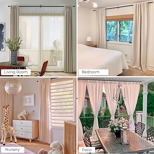 Miniatura 2 de Barras de cortina de 1 pulgada, barras de cortina negras, barras de cortina para ventanas de 48 a 84, barra de cortina para exteriores para patio,