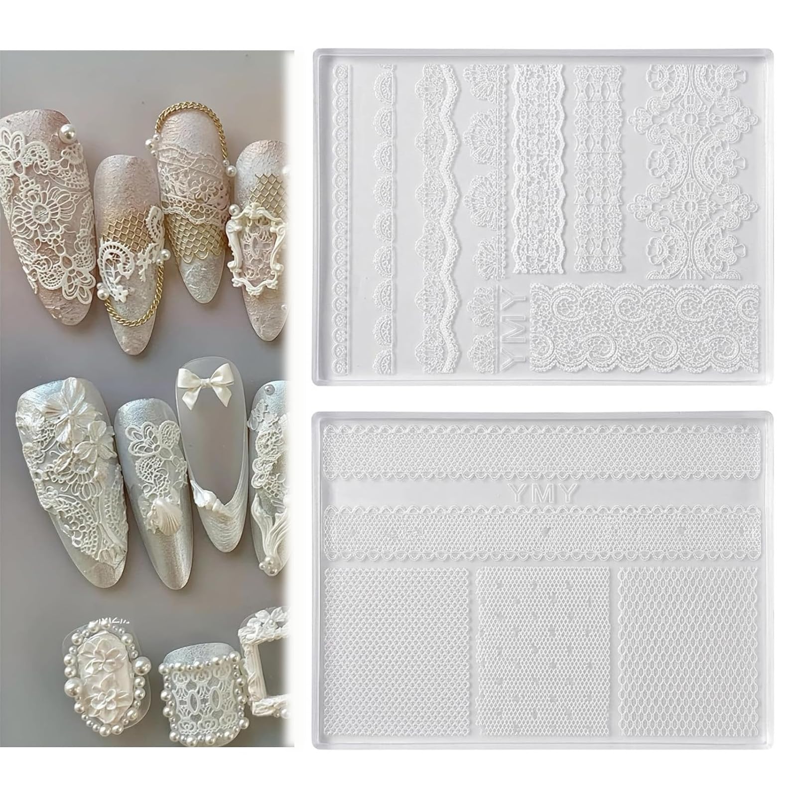 2pcs Delicate Lace Nail Art Moulds, Handmade DIY Nail Charms Creation Tools, Salon Manicure Nail Art Accessories, Durable Reusable Nail Molds for Personalized Custom Nail Art Designs-image-47