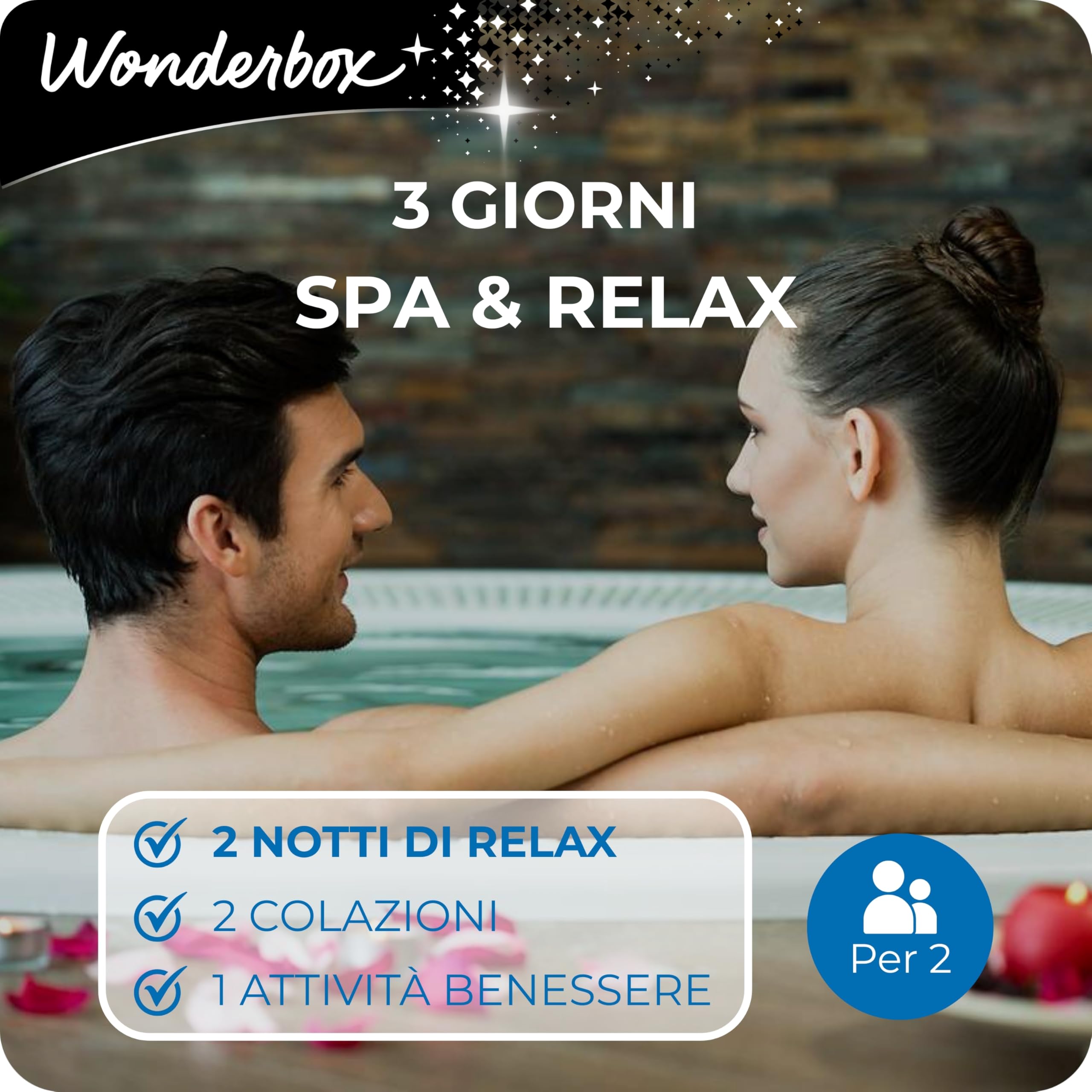 WONDERBOX - Cofanetto Regalo - 3 Giorni Spa & Relax - per 2 Persone | 2 notti + 1 attività benessere + 2 colazioni - Più di 470 soggiorni - Hotel 4* e 3*, hotel benessere, resort