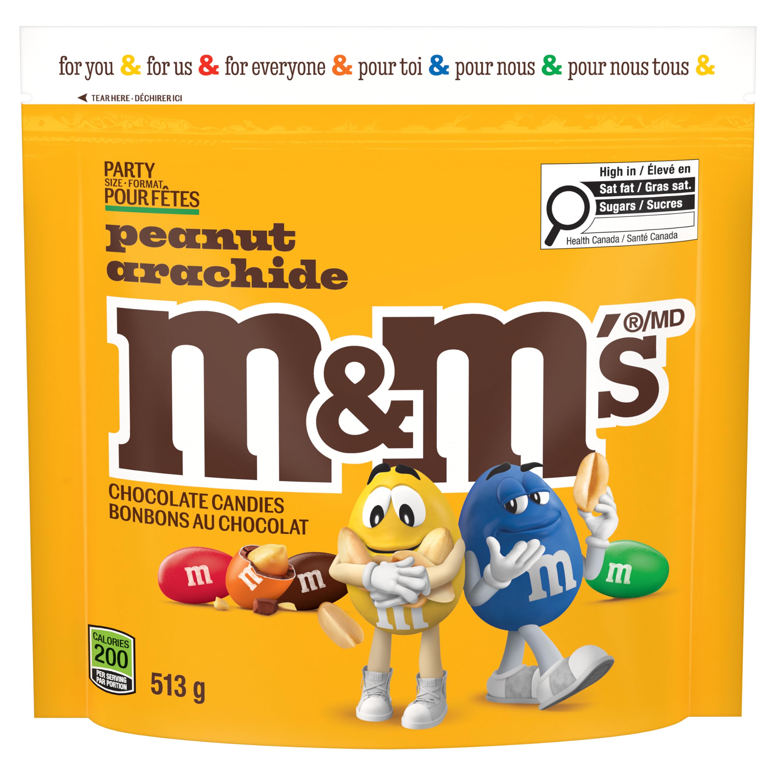 M&M'S, Peanut Milk Chocolate Candies, Party Bag, 513g : Amazon.ca