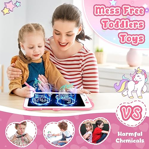 Miniatura 5 de Tableta de escritura LCD para niños, juguetes de unicornio para niñas, tablero de dibujo de juguetes para niños pequeños, almohadilla educativa para