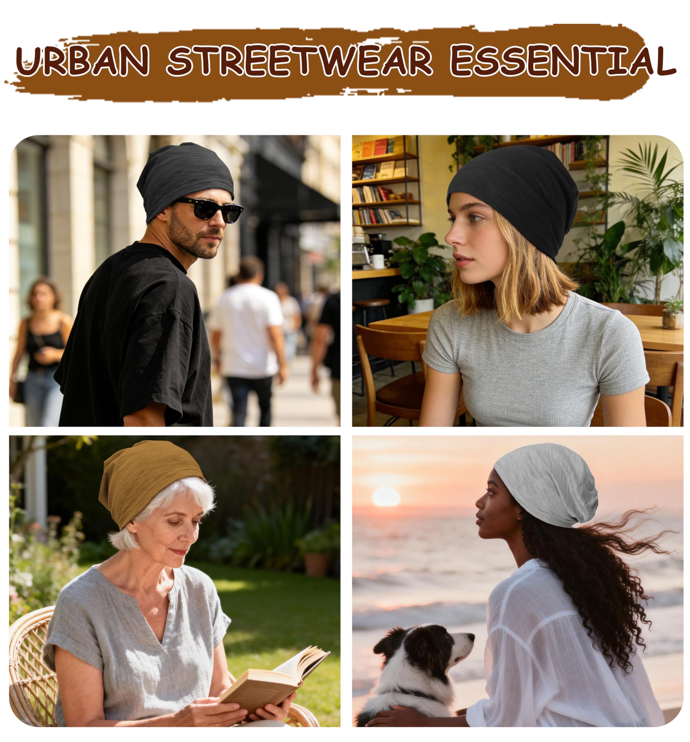 100% Cotton Lightweight Summer Hats for Women Men, Ultra Thin Slouchy Beanie Hat Oversizes Beanies Chemo Cap — view 7