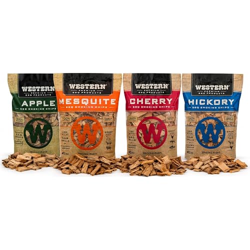Western BBQ Smoking Wood Chips Variety Pack Bundle (4)- Apple, Mesquite, Hickory, and Cherry Flavors (Original Version)