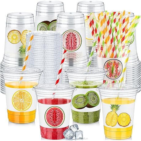 Tropical Fruit Cups: 48 Sets for Hawaiian Parties