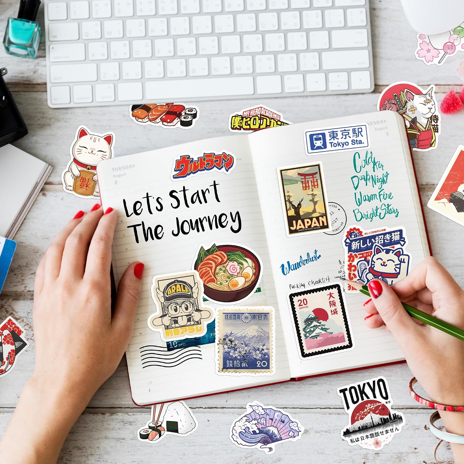 Japanese Stickers, 114 PCS Cute Japan Travel Sticker for Scrapbooking, Japanese Gifts Party Decorations Favor, Waterproof Journal Laptop Water Bottle Decals-C09