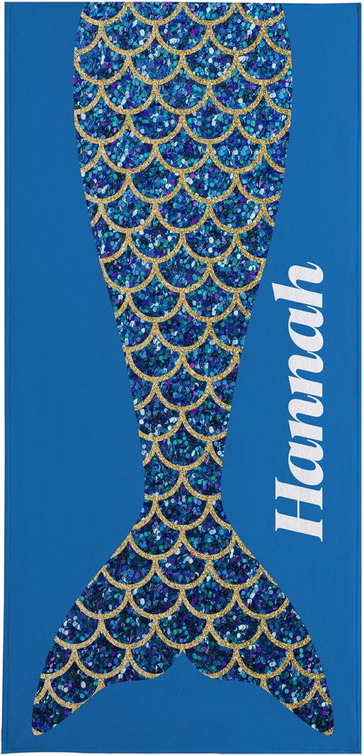 Let's Make Memories Personalized Beach Towel - Unique Beach Towel - Customized Pool Towel - Beach Vacation - Oversized (35”x70”) - Mermaid Tail