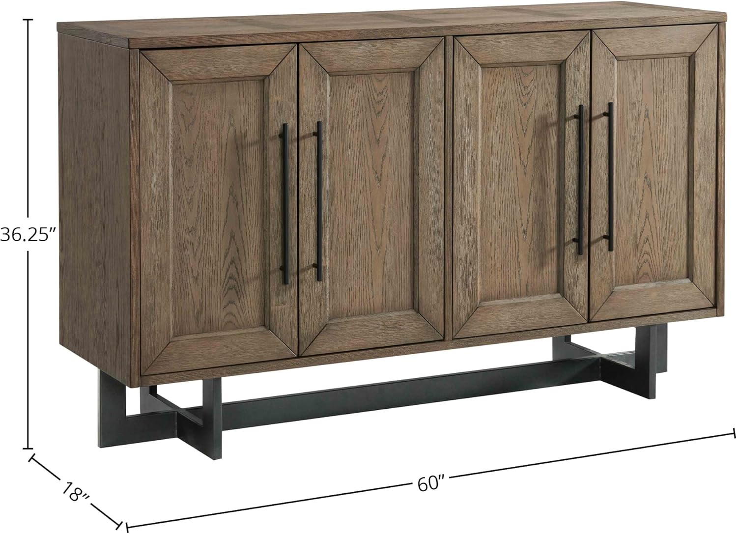 Intercon Eden 60" Server with 2 Cabinets, Wine Bottle Storage, and Adjustable Shelves, Rustic Dune