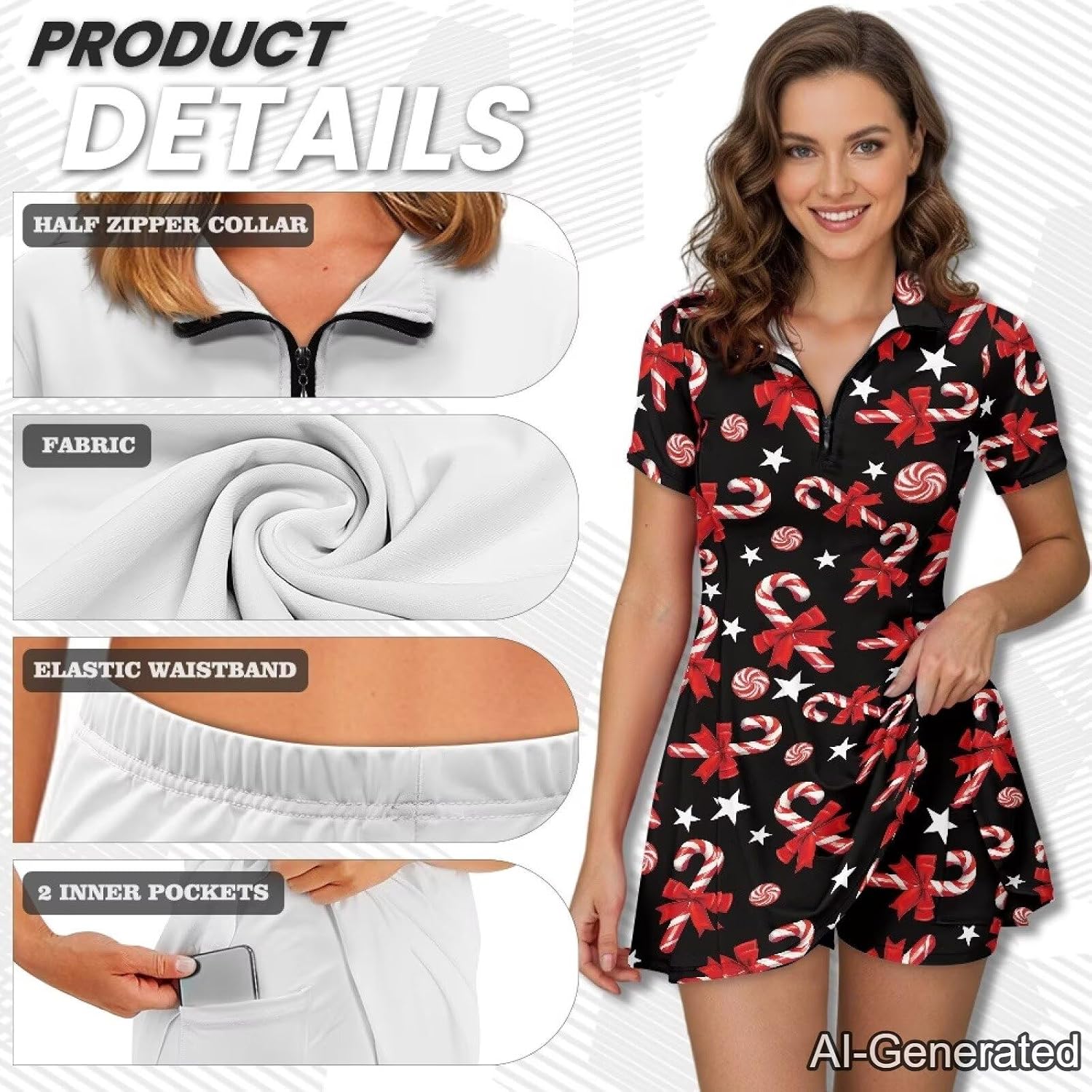Women's Golf Tennis Dress Short Sleeve Athletic Workout Dress with Shorts and Pockets Exercise Pickleball Outfits