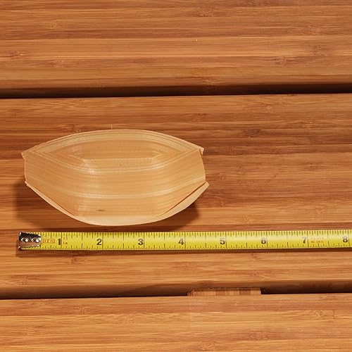 Miniatura 9 de BambooMN Marca platos desechables de madera para barcos, 4.3 pulgadas de largo x 2.5 pulgadas de ancho x 1 pulgada de alto, 100 piezas