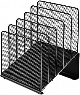 LEKETREE File Organizer for Desk, File Folder Organizer with 5-Section Vertical Rack, Suitable for Home Office Document Organization and Storage(Black)