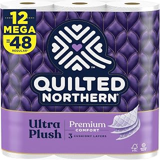Quilted Northern Ultra Plush Toilet Paper, 12 Mega Rolls = 48 Regular Rolls White
