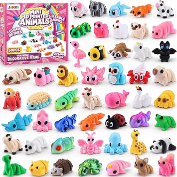 JOICEE 50Pcs 3D Printed Animals Articulated Flexible 3D Printed Fidget Toys