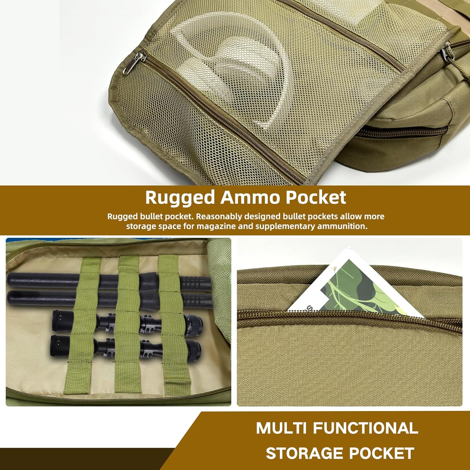 30/36/42" Dual Rifle Case Soft Bag, Tactical Gun Case for 2 Scoped AR-15/M4, Water-Resistant Shooting Range Bag with Shoulder Strap, Outdoor Hunting Storage Travel Case