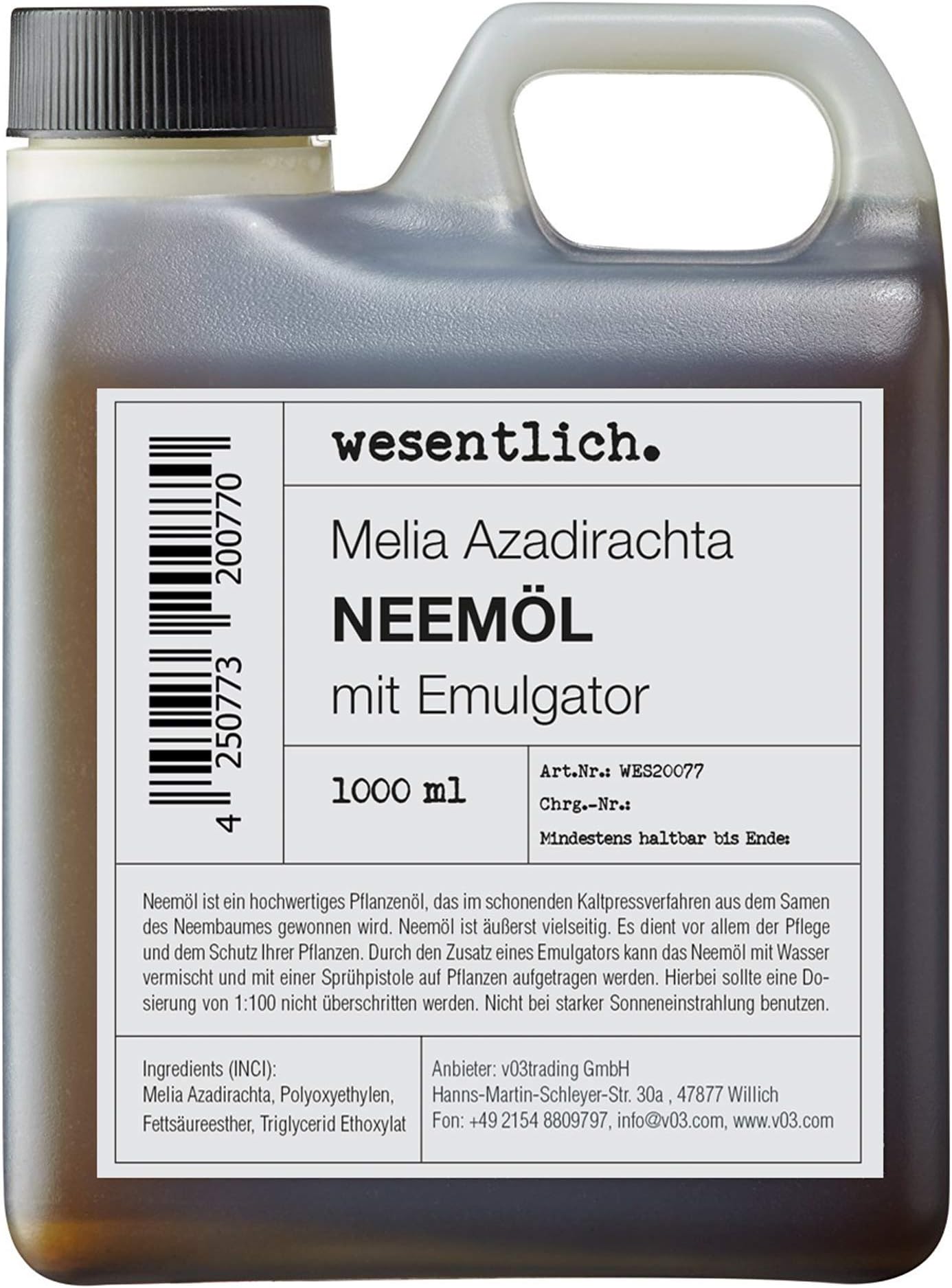Neem oil with emulsifier 1000 ml - pre-mixed for immediate use of the product