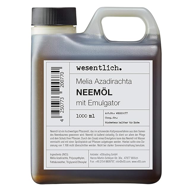 wesentlich. wesentlich. Neemöl mit Emulgator 1000ml - fertig gemischt für Haus und Garten - hochergiebig für 100l Spray — Pflanzenschutz