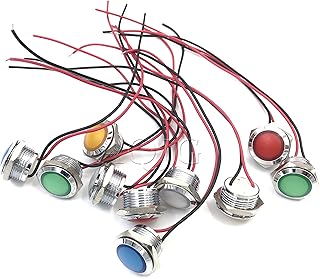 EdricShop 1pcs 6mm 8mm 10mm 12mm 14mm 16mm Waterproof IP67 Metal LED Warning Indicator Light Signal Lamp Pilot Wire 3V 5V 12V 24V 220V Red - (Color: 12mm/ Size: Custom Voltage/Standard: LED Blue)