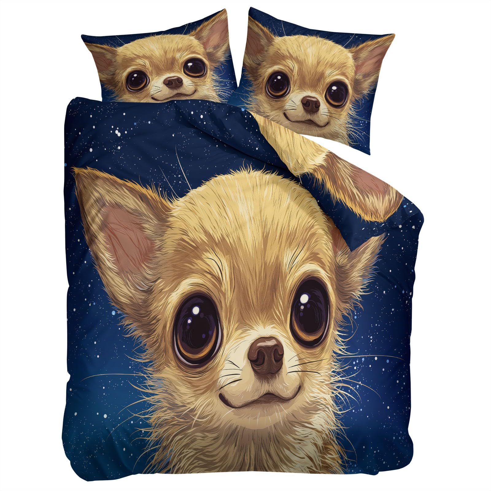 Zestaw poszewek na kołdrę w stylu anime, rozmiar super king-size, 260 x 220 cm, szczotkowana mikrofibra, miękkie poszewki na kołdrę z narożnymi wiązaniami – zwierzę pies, całoroczna pościel, dekoracja