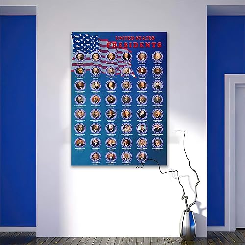 Miniatura 8 de HLLNWB Póster de retrato de los presidentes de Estados Unidos, decoración de pared para el aula escolar, póster de bandera de historia de