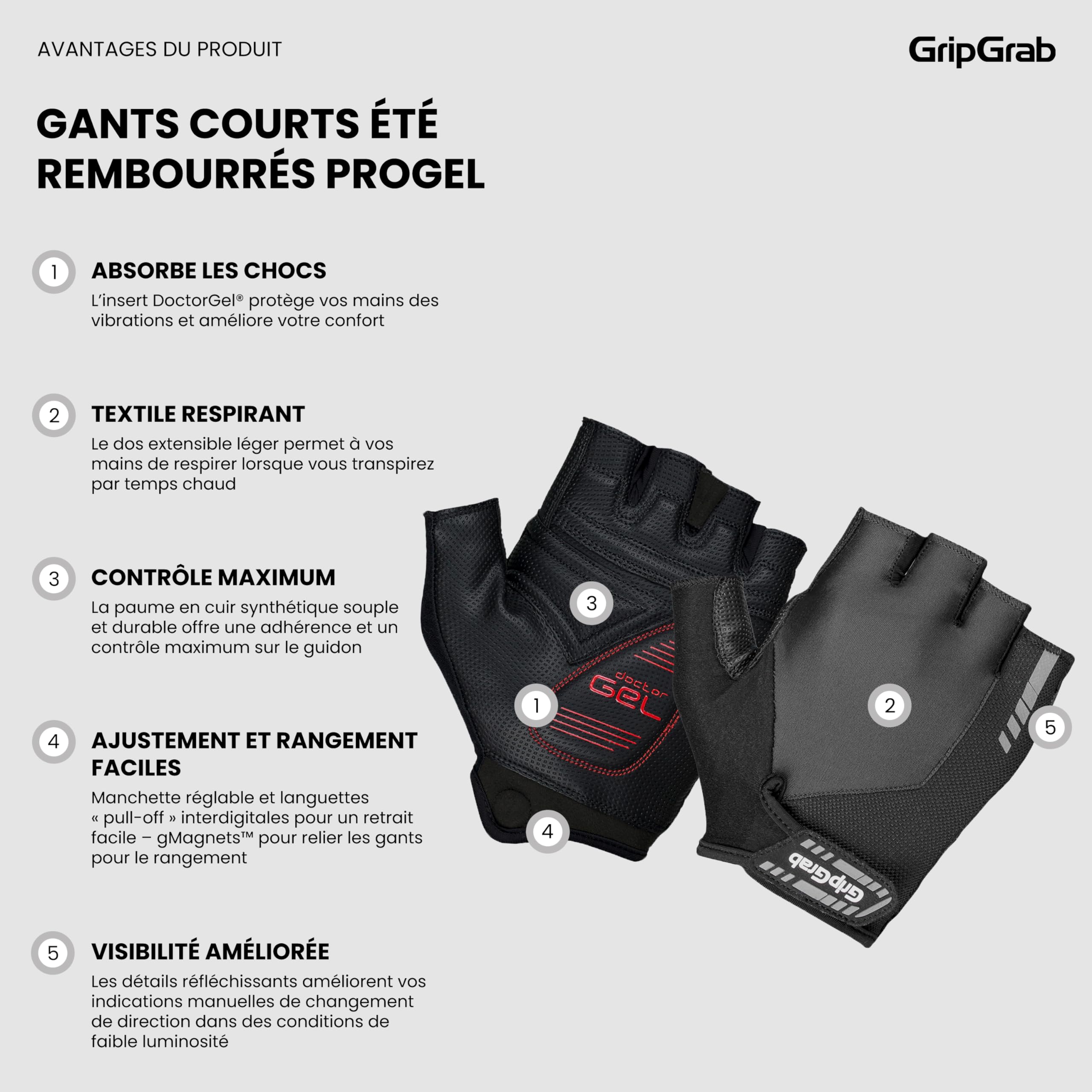 GripGrab Gants Courts ProGel Mitaines de Cyclisme avec Rembourrage 4mm