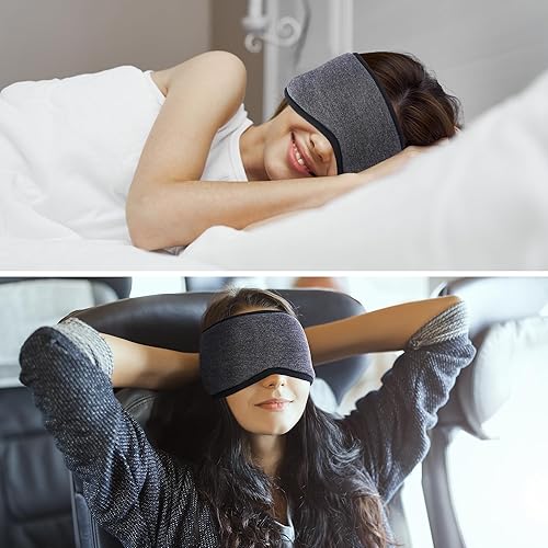 Miniatura 3 de FRESHME Máscara de ojos negra para dormir con cubierta para las orejas  Bloquea la luz contorneada noche antifaz para dormir con cubierta para las