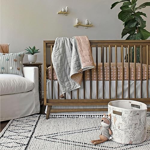 Vista 3 de Crane Baby Canasta de Guardería del Bosque, Decoración de Guardería de Animales, Contenedor de Almacenamiento de Tela, Decoración de Bosque