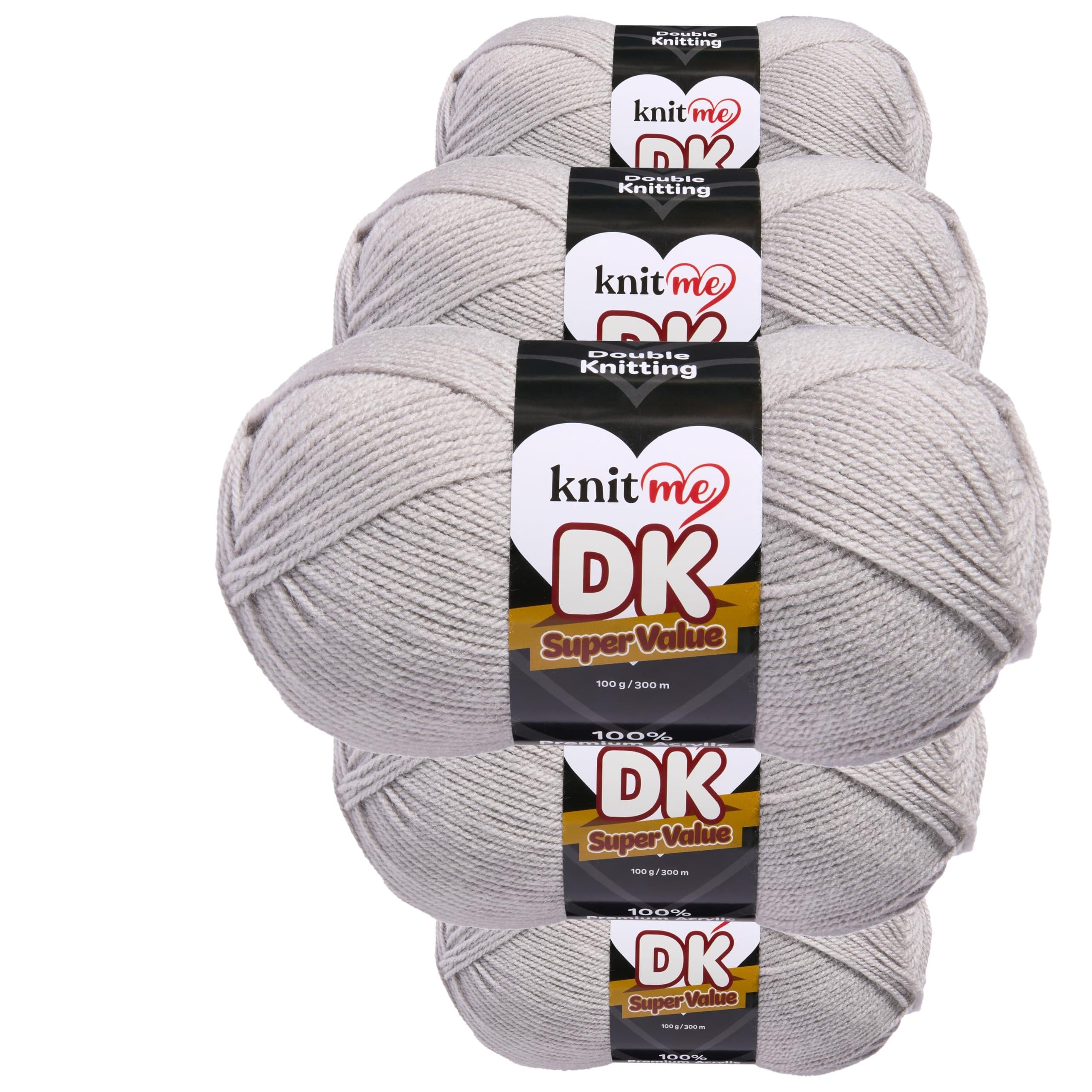 Knit Me DK Double Knitting Yarn Hypoallergenic Acrylic 5X 100g (Platinum Heather) โ image 1