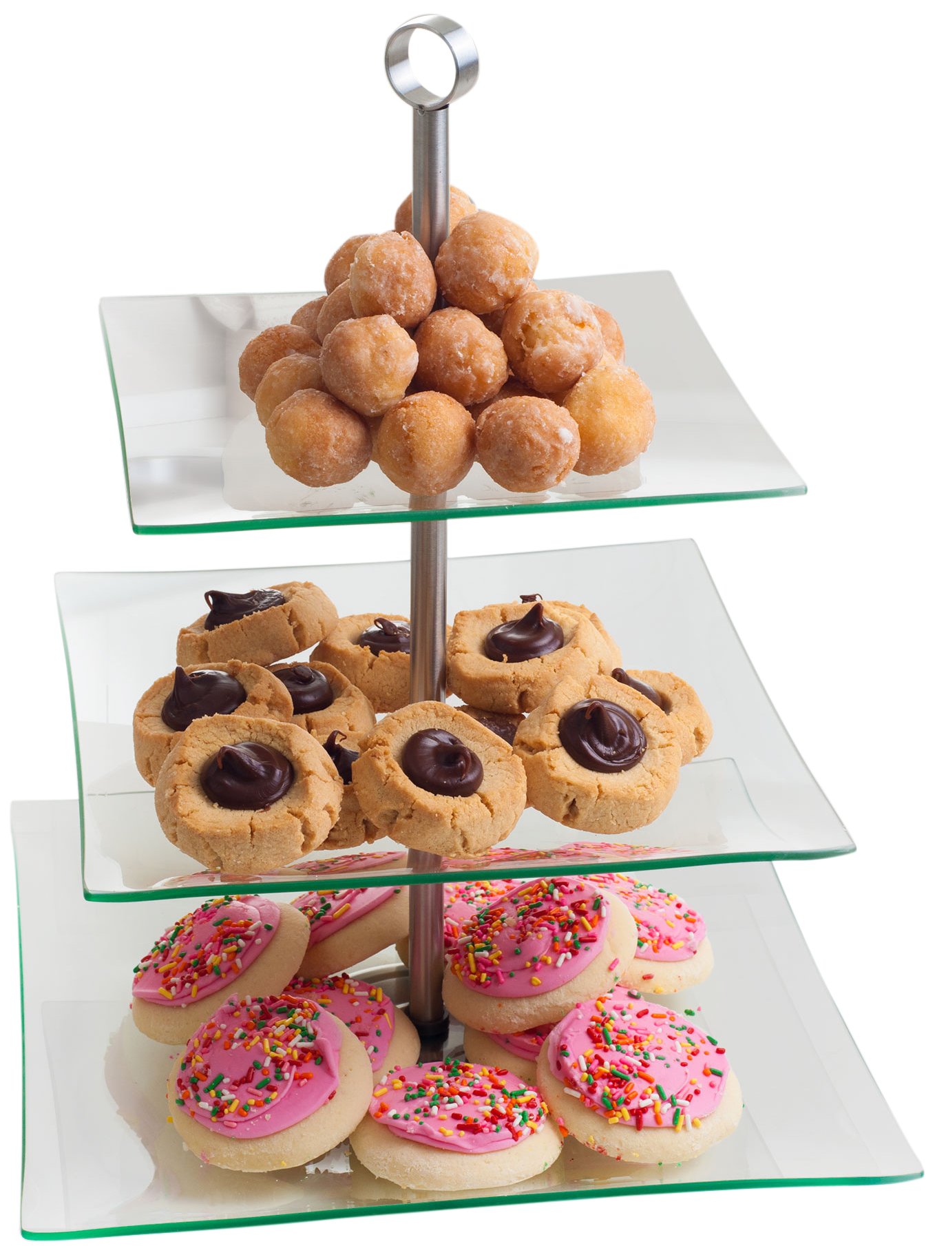 Chef Buddy 3-Tier Square Glass Buffet and Dessert Stand