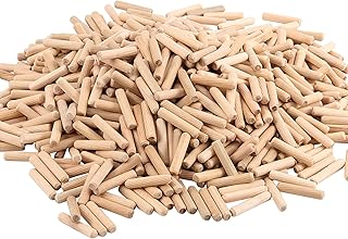 HAKZEON 1000 Pieces 5/16" x 1 1/2" Wood Dowel Pins Fluted Wooden Dowel Pins with Beveled Ends, Hardwood Made Tapered Wooden Dowel Pin Easy to Insert for Woodworking DIY Projects