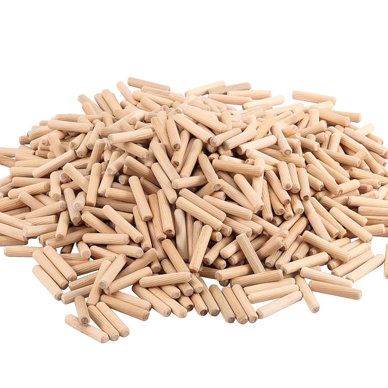 HAKZEON 1000 Pieces 5/16" x 1 1/2" Wood Dowel Pins Fluted Wooden Dowel Pins with Beveled Ends
